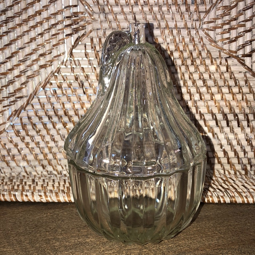 Glass pear candy dish